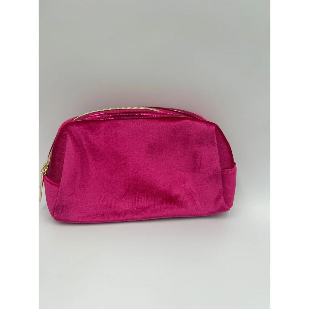 Lancome Makeup Bag Set 3pc Pink Velvet Grey Rose Gold‎ Metallic Cosmetic Pouch